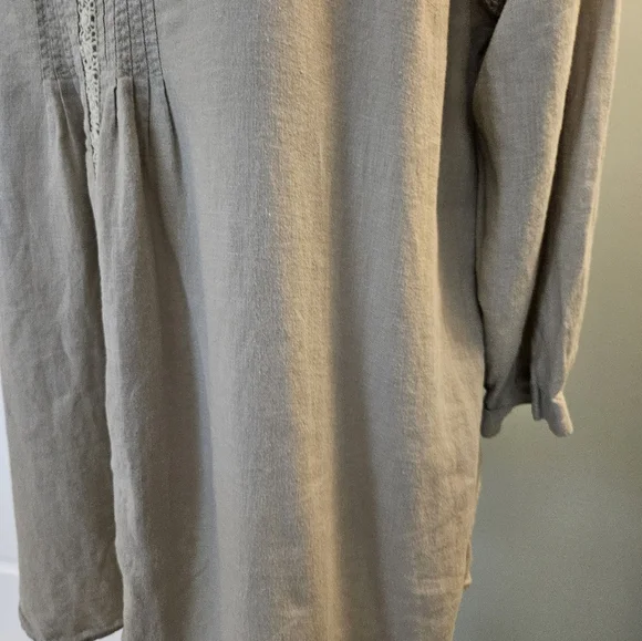 J. Jill Taupe Shirt with Lace Trim Women's Size Large L - Picture 10 of 13